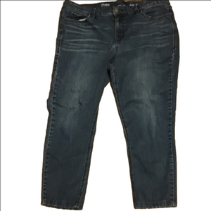 Crown & Ivy Women's Size 16 Dark Wash Straight Leg Skinny Ankle  Denim Jeans